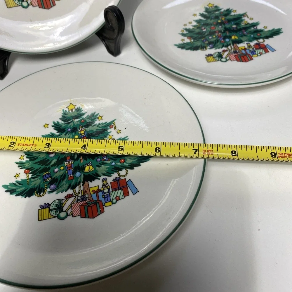 GTI Christmas Tree Dessert Plates Set of 4 Nutcracker Stoneware 7.5 Inch Holiday